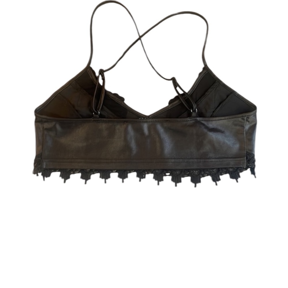 Signature 8, faux leather, lace black, bralette, Small - Picture 2 of 6